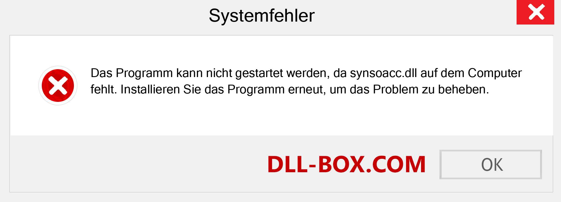 synsoacc.dll-Datei fehlt?. Download für Windows 7, 8, 10 - Fix synsoacc dll Missing Error unter Windows, Fotos, Bildern