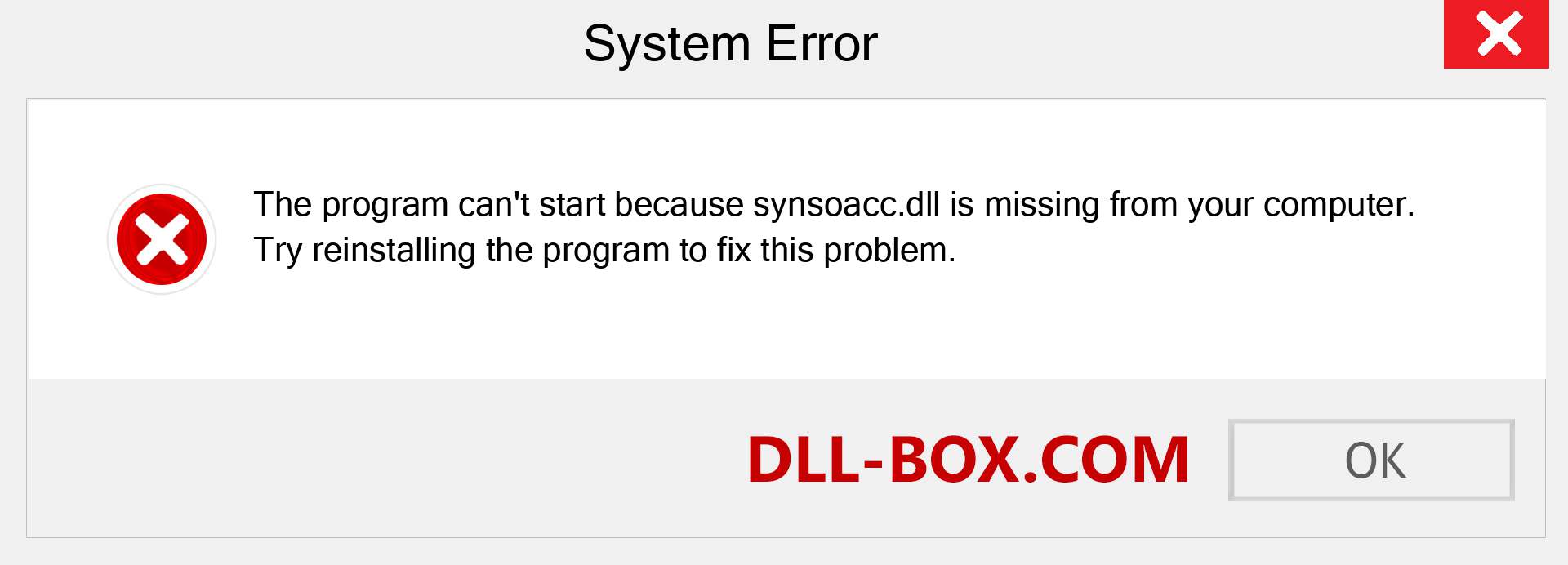  synsoacc.dll file is missing?. Download for Windows 7, 8, 10 - Fix  synsoacc dll Missing Error on Windows, photos, images
